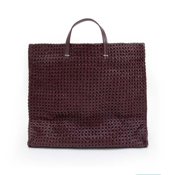 Clare V.  Simple Tote in Plum Rattan Hand-Woven Leather - Picture 1 of 9